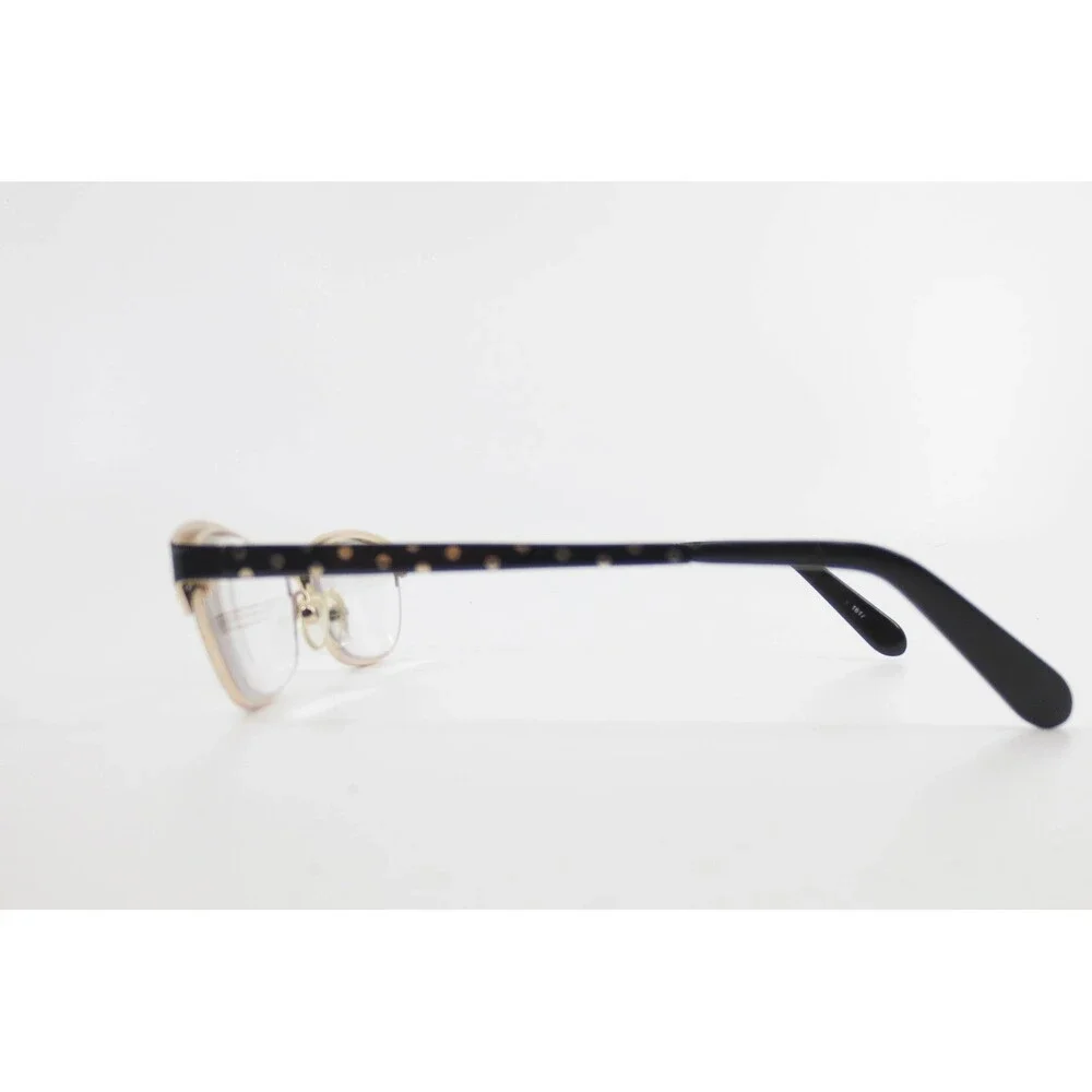 Womens Cat Eye Eyeglass Frames Black Gold Polka Dot WM 6105 BK/G 52-16-135